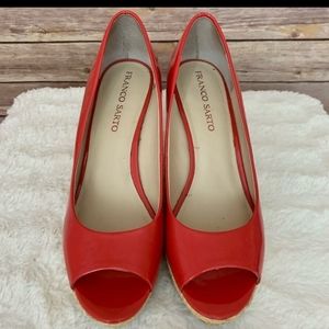 Franco Sarto Coral Red open toe wedges